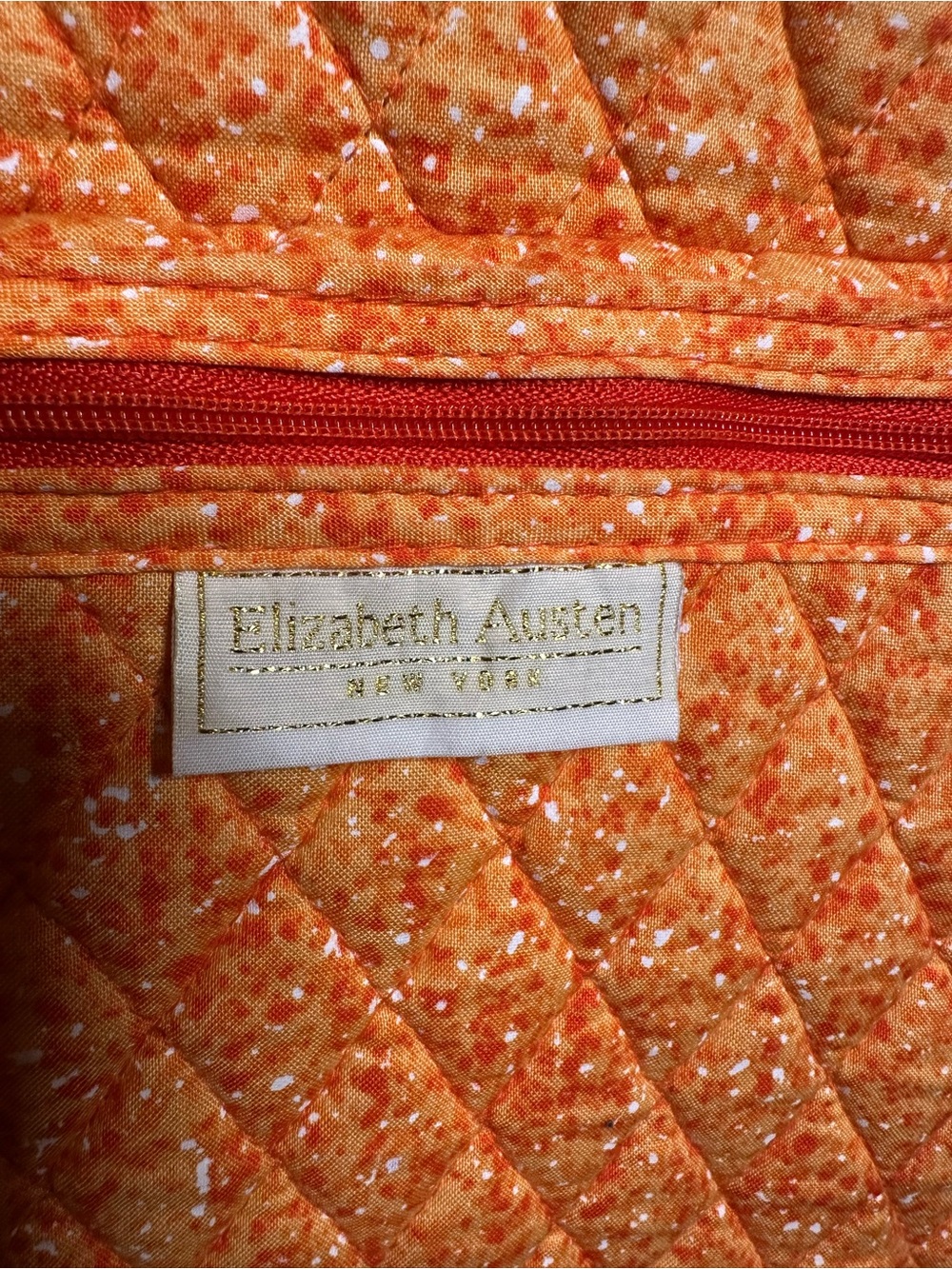 Quilted Orange Floral-Trim Tote Bag - Women's Shoulder Tote - Picture 3 of 14